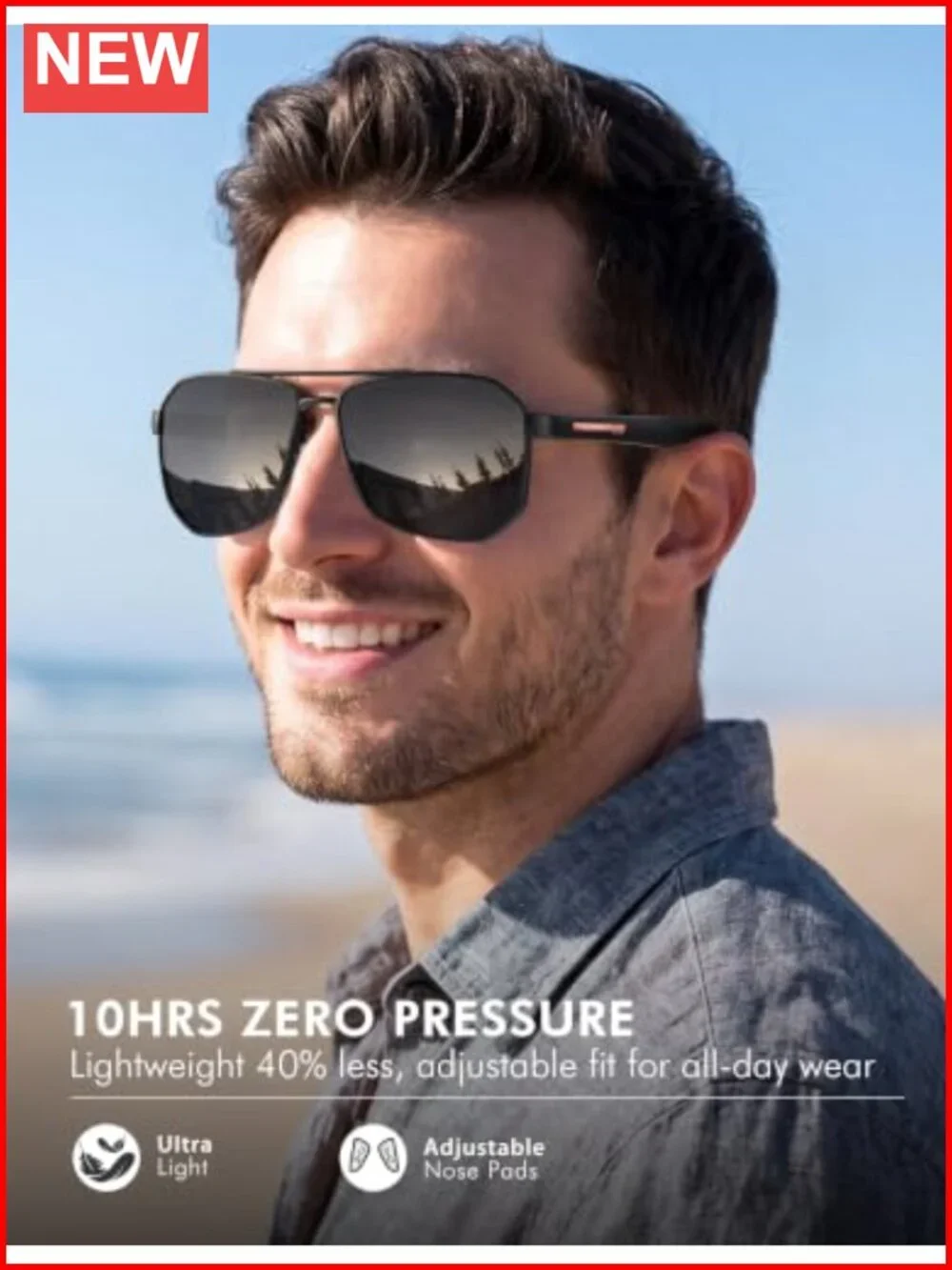 Polarized Square Polygon Aviator Sunglasses UV400 with Gift Box
